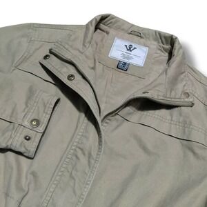 Wenven Women's Tan Cargo Barn Jacket Canvas Coat Parka 100% Cotton Size XL